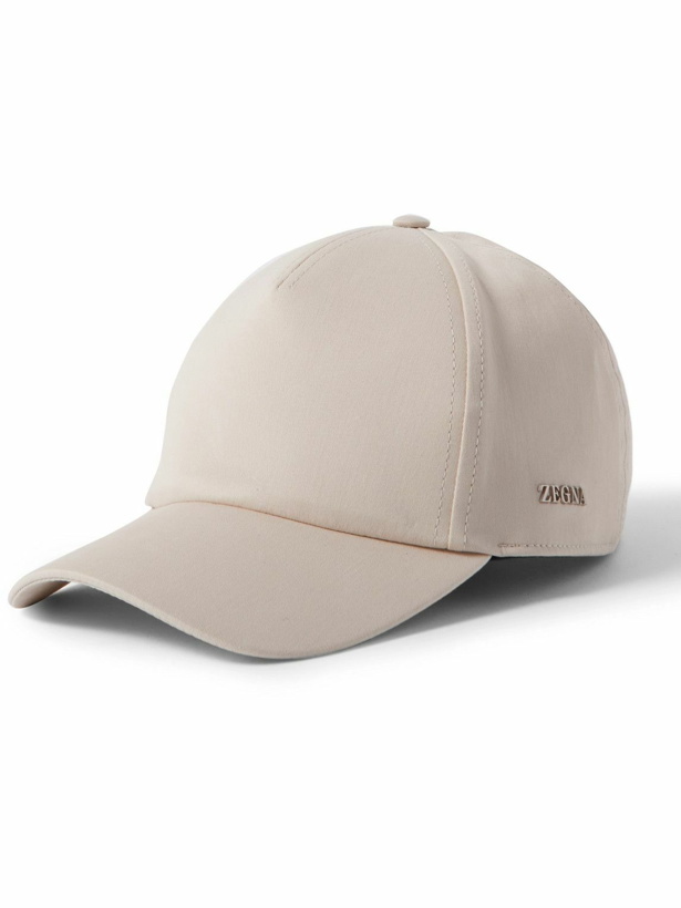 Photo: Zegna - Logo-Appliquéd Cotton-Blend Twill Baseball Cap - Neutrals