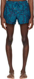 Versace Navy Baroque Swim Shorts