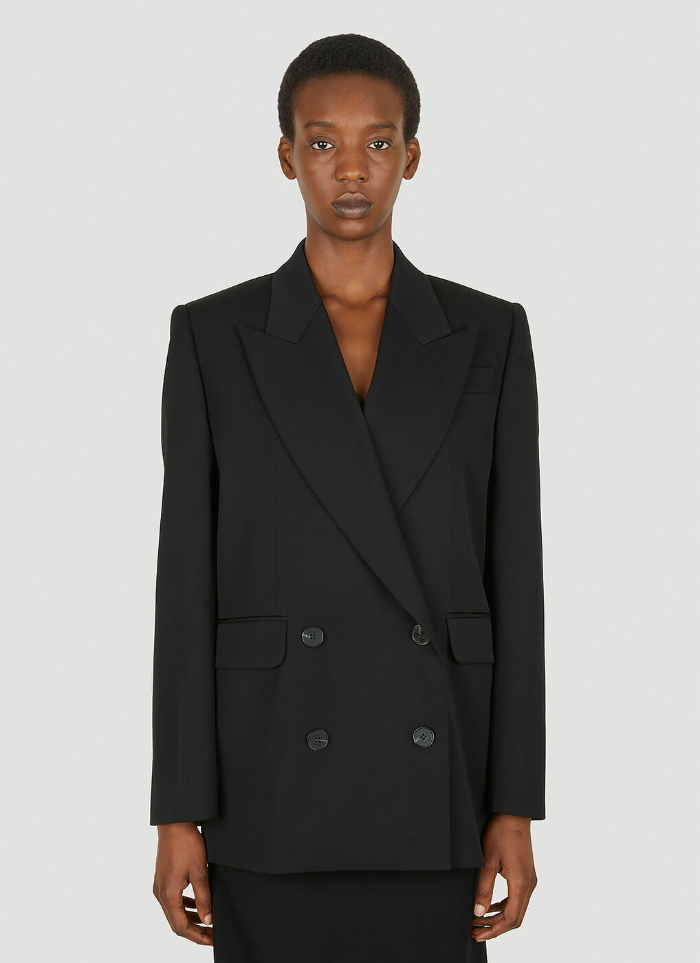 Boxy Double Breasted Blazer In Black Alexander Mcqueen