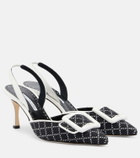Manolo Blahnik Maysli raffia-effect slingback pumps