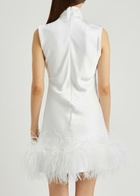 16 Arlington Umiko Feather-trimmed Mini Dress Ivory
