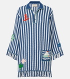 Alémais Crochet fringed striped cotton minidress