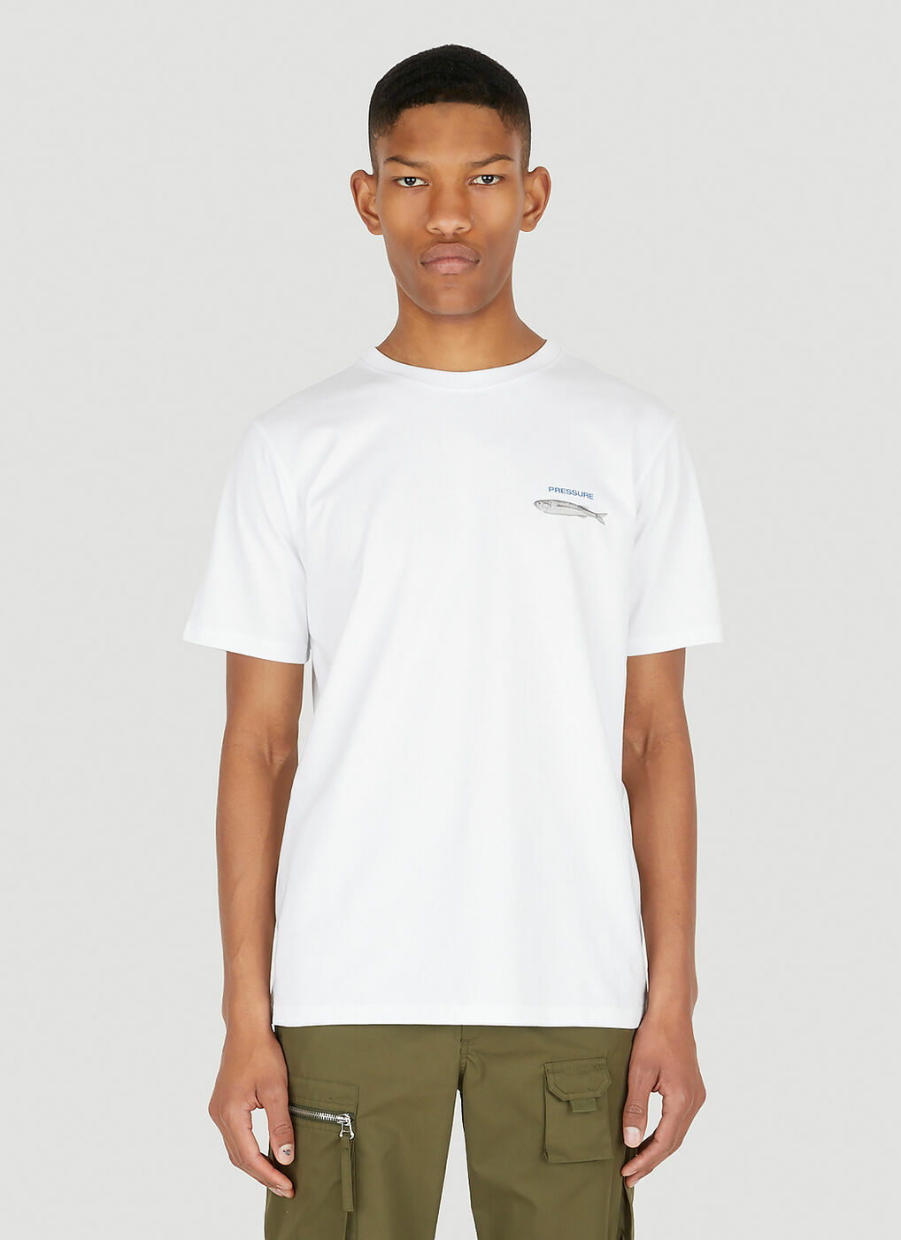 Fish T-Shirt in White Pressure