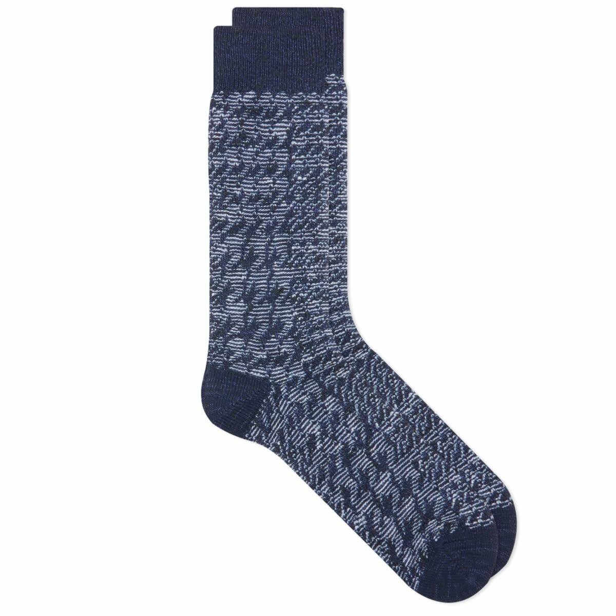 Anonymous Ism Houndtooth JQ Crew Sock in Navy