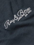 Rag & Bone - Varsity Flame Logo-Embroidered Cotton-Jersey T-Shirt - Blue
