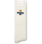 Gucci - Appliquéd Ribbed Knitted Socks - Men - White