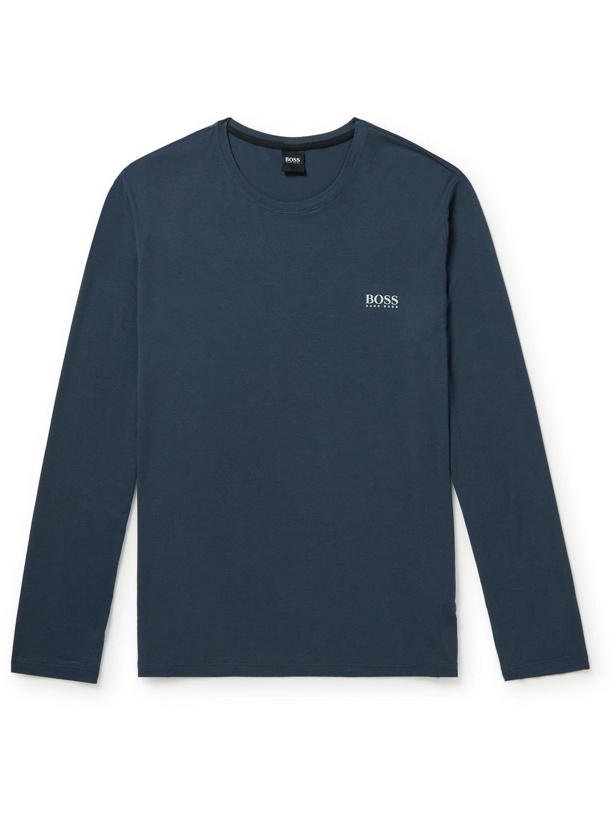 Photo: Hugo Boss - Stretch-Modal Jersey Pyjama T-Shirt - Blue