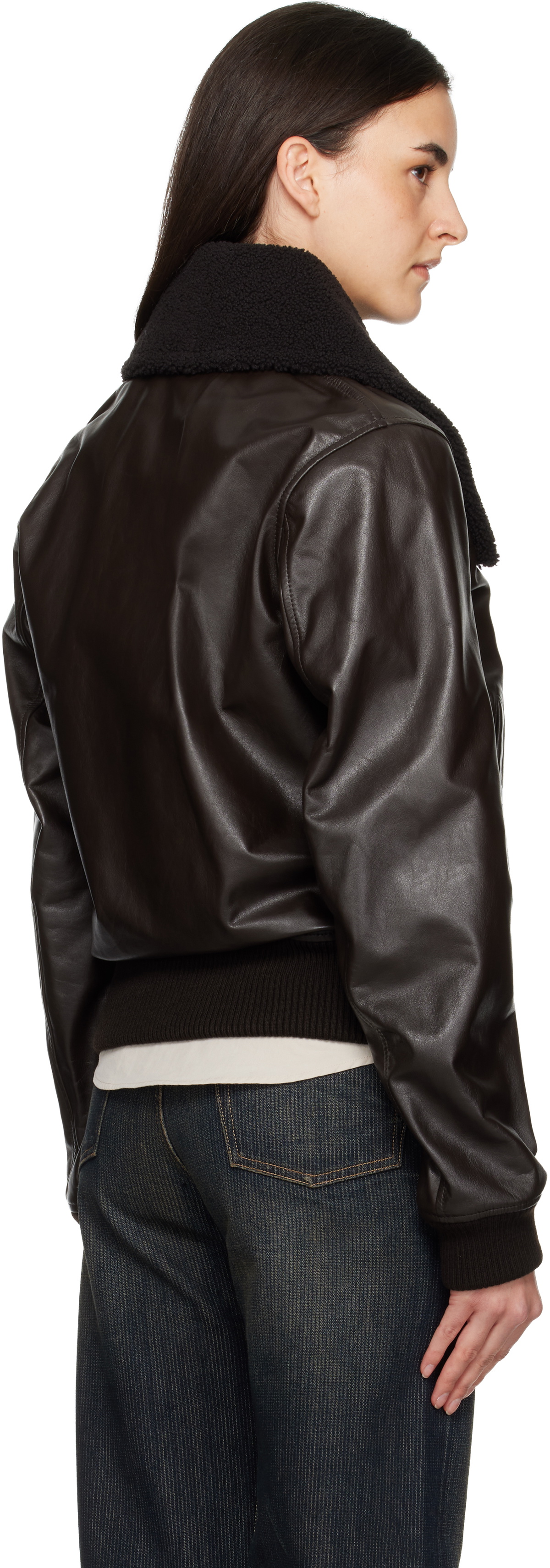 OUR LEGACY Brown Pharos Leather Bomber Jacket