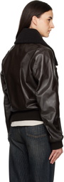 OUR LEGACY Brown Pharos Leather Bomber Jacket
