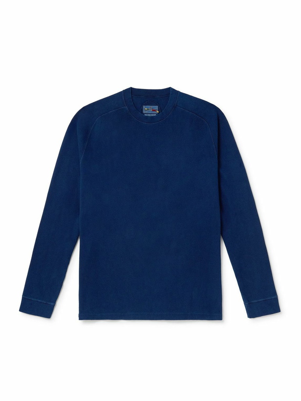 Photo: Blue Blue Japan - Indigo-Dyed Ribbed Stretch-Cotton Jersey Sweatshirt - Blue