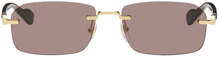 Photo: Gucci Gold & Tortoiseshell Rimless Sunglasses
