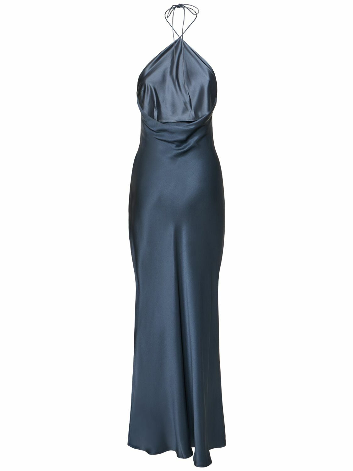 denim halter dress urban outfitters Dark Wash Halter Neck Pleated Denim Mini Dress main image 0
