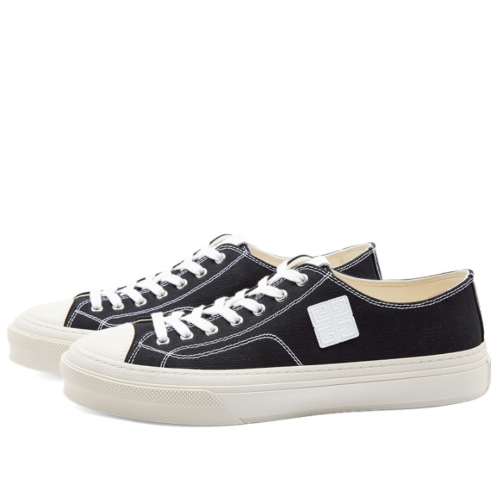 Photo: Givenchy Men's City Low Washed Sneakers in Black/White