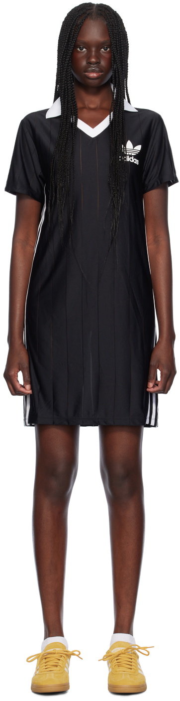 adidas Originals Black Adicolor 3-Stripes Pinstripe Minidress adidas  Originals