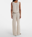 Leset Stella sequined linen-blend wide-leg pants