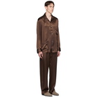 Brioni Brown Silk Embroidered Pocket Pyjama Set