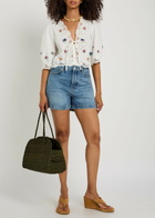 Rixo Ursula Floral-embroidered Cotton top White