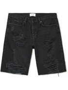 FRAME - L'Homme Slim-Fit Distressed Denim Shorts - Black