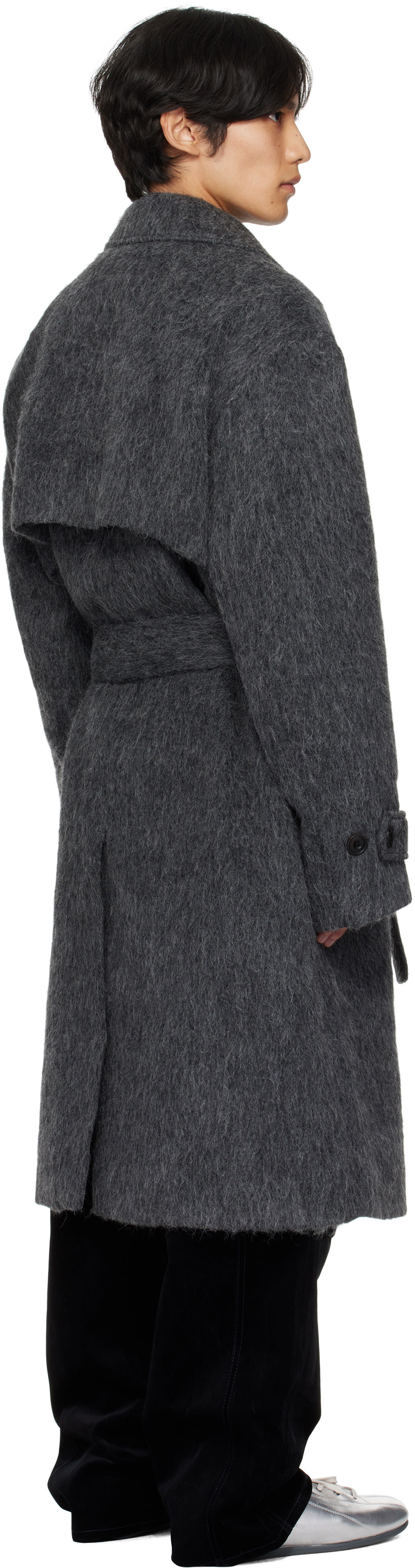 Andersson Bell Gray Mattia Shaggy Wool Robe Coat