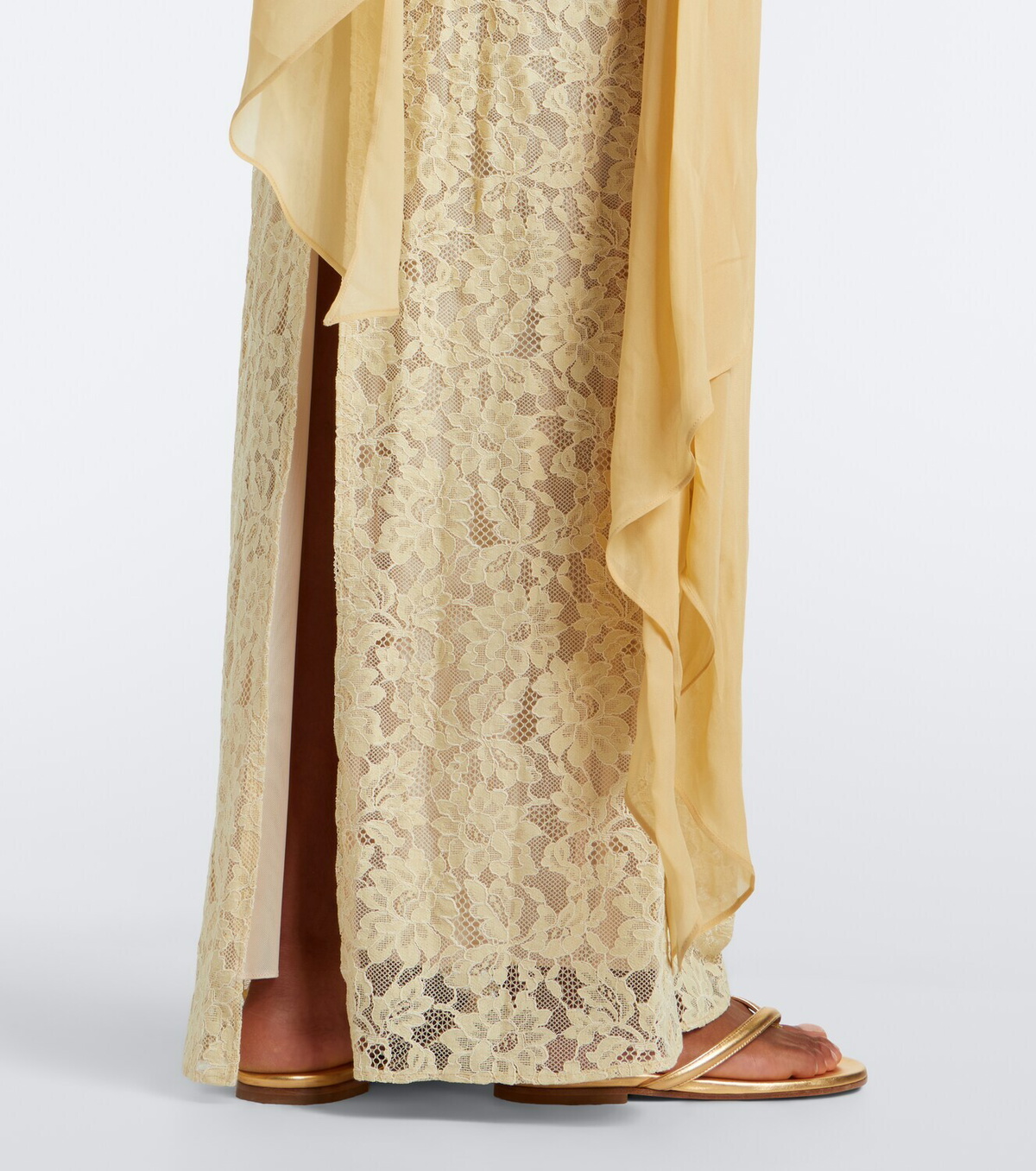 De La Vali Rosa lace-paneled georgette maxi dress