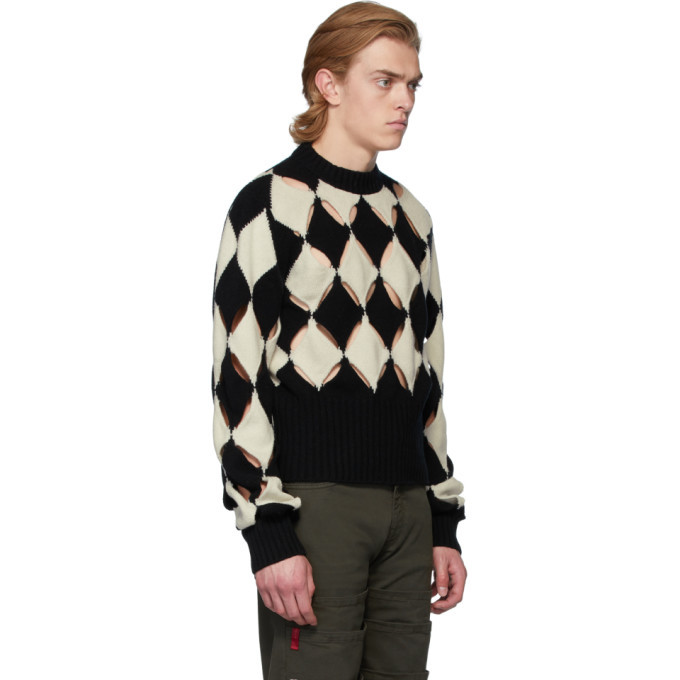 Stefan Cooke Black and White Slashed Sweater Stefan Cooke