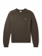 CELINE - Logo-Embroidered Wool and Cashmere-Blend Sweater - Brown