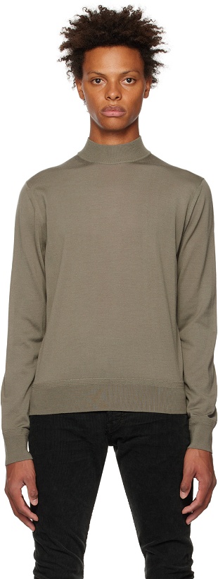 Photo: TOM FORD Green Mock Neck Sweater