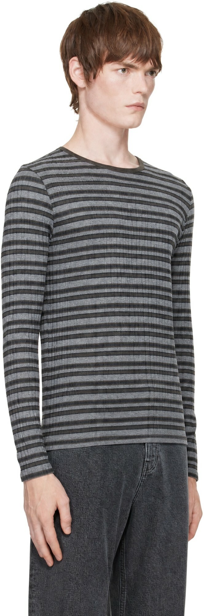 LISA YANG Gray Tariq Stripes Sweater