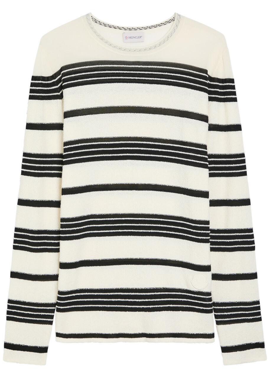 Moncler Striped Fine-knit Cotton-blend T-shirt Stripe
