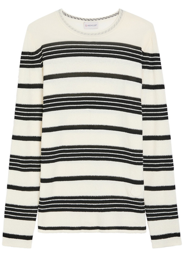 Photo: Moncler Striped Fine-knit Cotton-blend T-shirt Stripe
