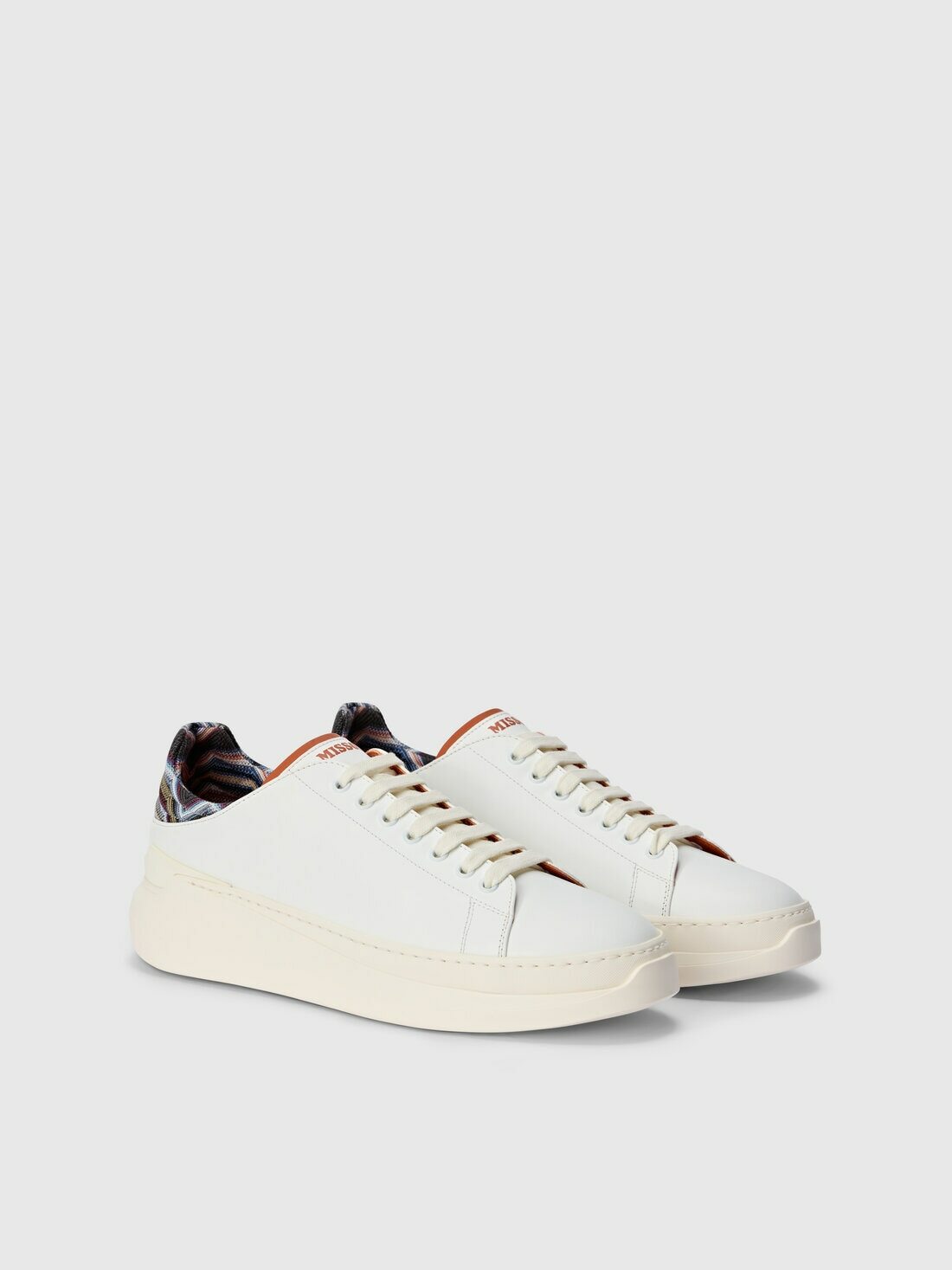 Missoni - Sneakers with zigzag fabric insert and logo, Men, White & Brown