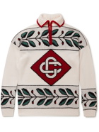 Casablanca - Logo-Intarsia Wool-Blend Half-Zip Sweater - White