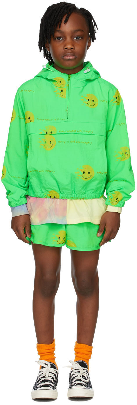 Luckytry Kids Green Smile Anorak Jacket Set