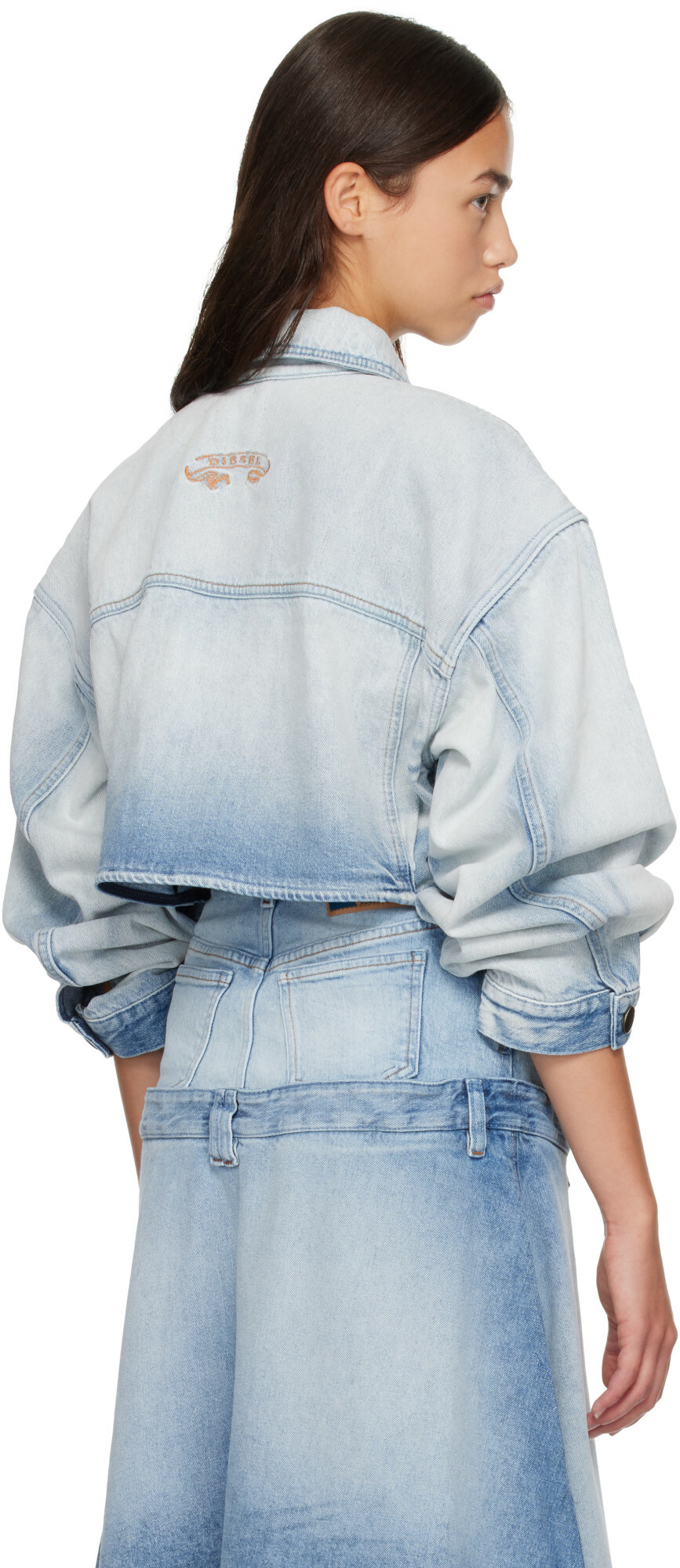 Diesel Blue Oversized Cropped Trucker Denim Jacket
