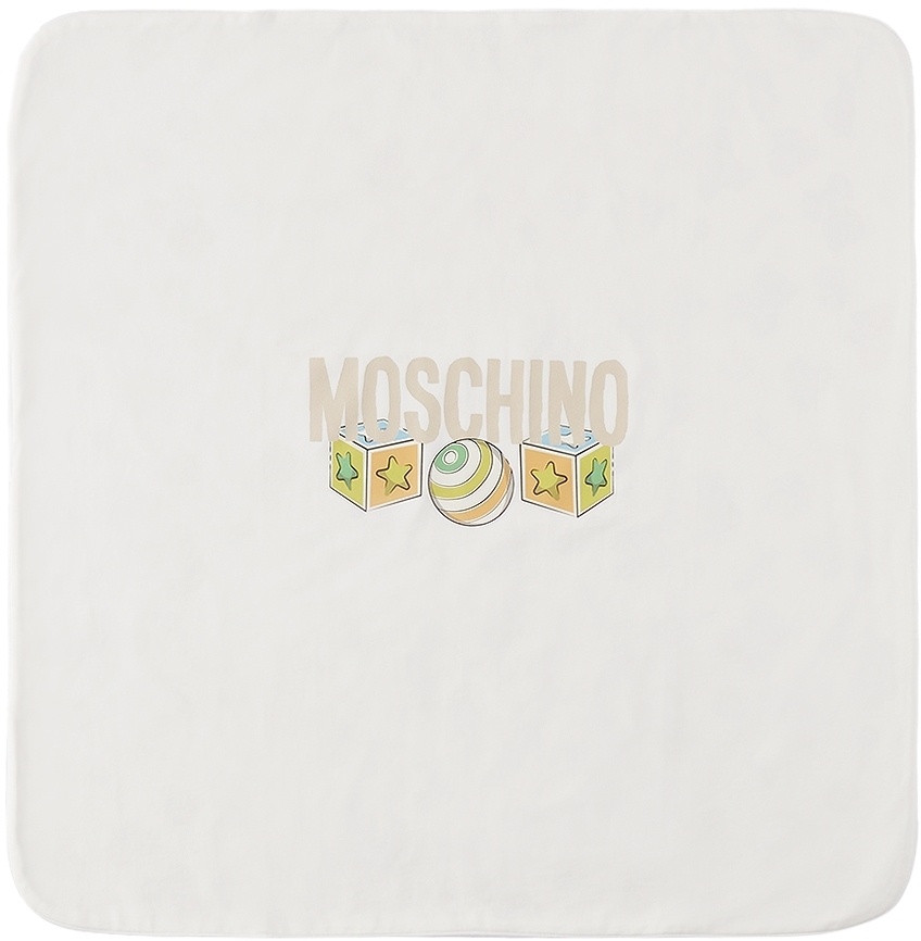 Photo: Moschino Baby Off-White Teddy Bear Blanket