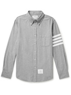 Thom Browne - Button-Down Collar Striped Cotton-Chambray Shirt - Gray