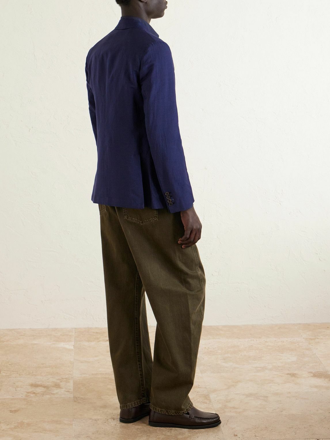 Paul Smith - Double-Breasted Wool and Linen-Blend Blazer - Blue