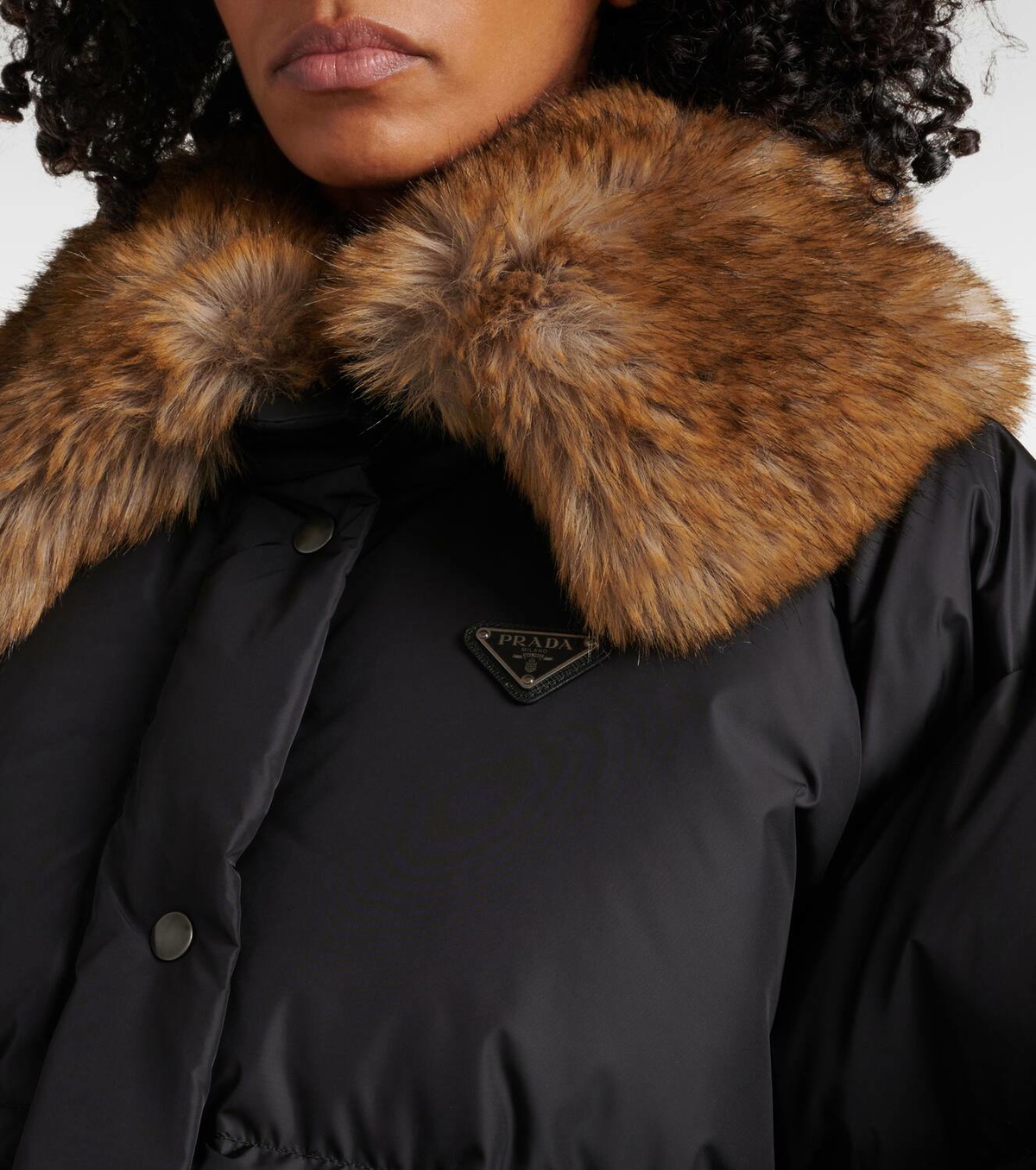 Prada Faux fur-trimmed down jacket
