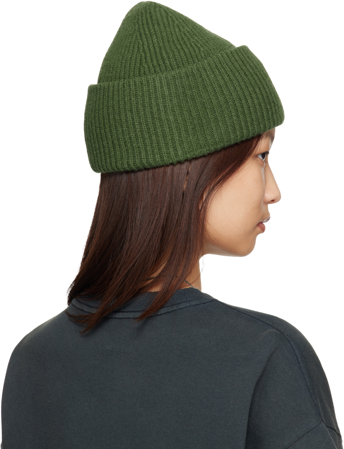 Acne Studios Green Face Logo Beanie