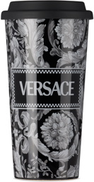 Versace Black & Gray Barocco Travel Mug
