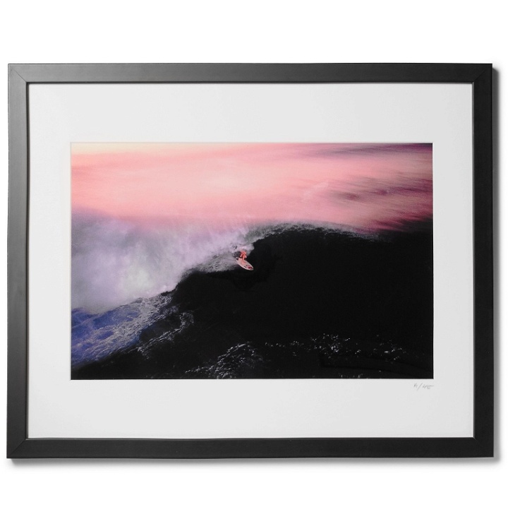 Photo: Sonic Editions - Framed 1990 Walter Iooss Surfer in Pipeline Print, 16" x 20" - Black