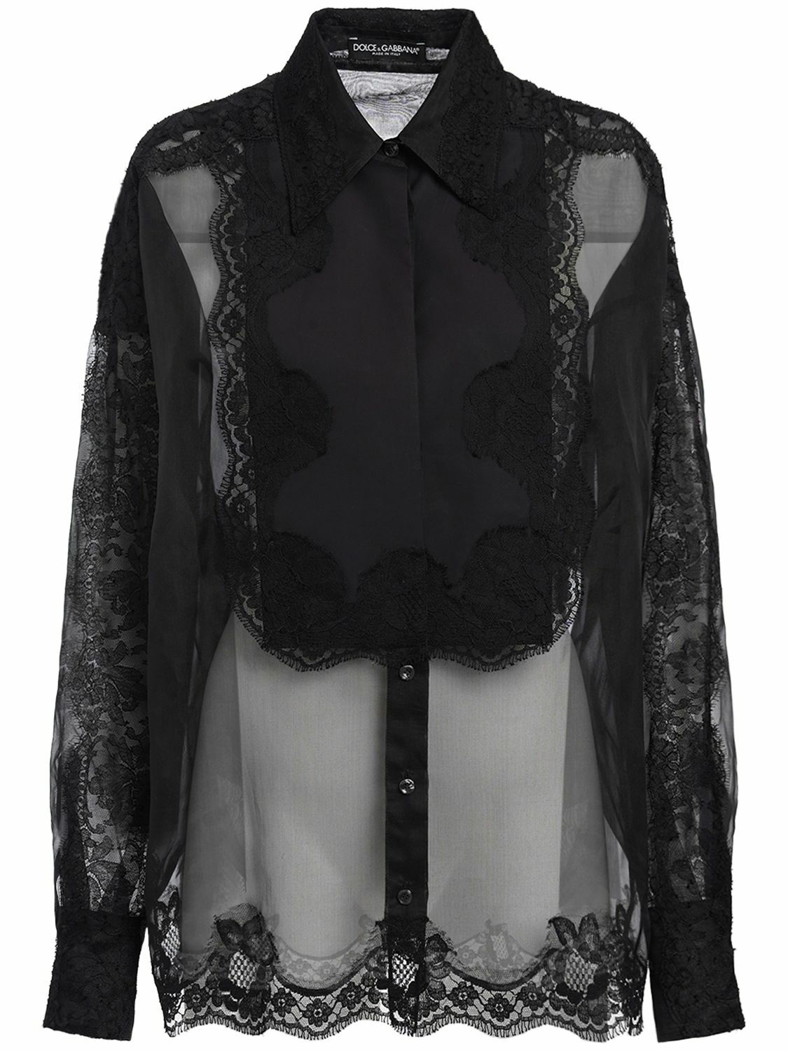 Silk Blend Organza & Lace Shirt