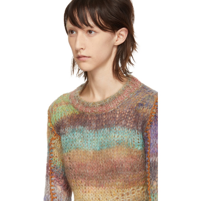 Acne Studios Cropped Open-knit Mohair-blend Sweater in Pink