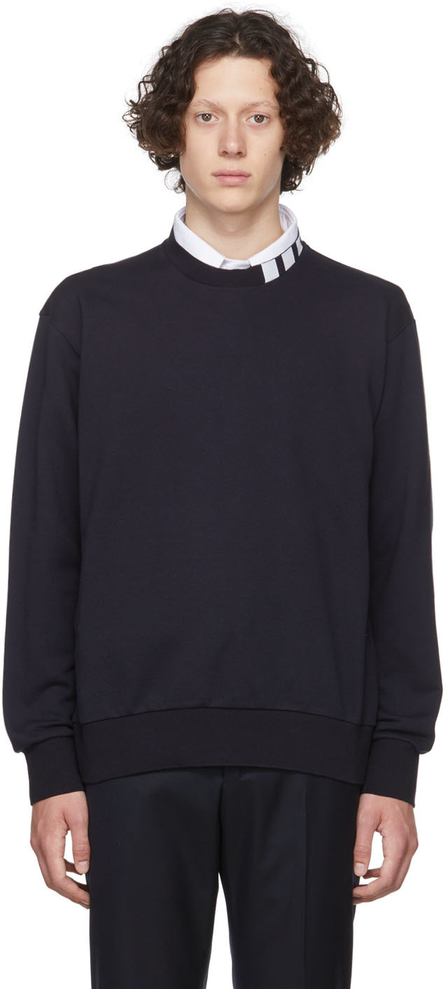 スウェット・トレーナー THOM BROWNE NAVY BLUE COTTON SWEATSHIRT 4-Bar cotton classic sweatshirt in blue - Thom Browne