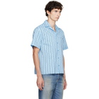 Versace Blue Jacquard Cotton-Silk Regular Shirt