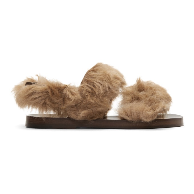 Photo: Gucci Brown New Brighton Lamb Wool Sandals