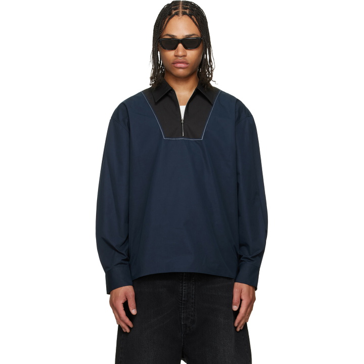 Photo: Marni Navy Poplin Zip Bib Shirt