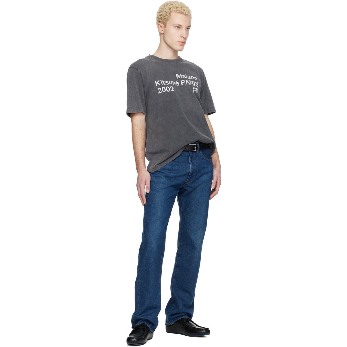 Maison Kitsuné Gray 'Maison Kitsuné 2002' Faded Comfort T-shirt