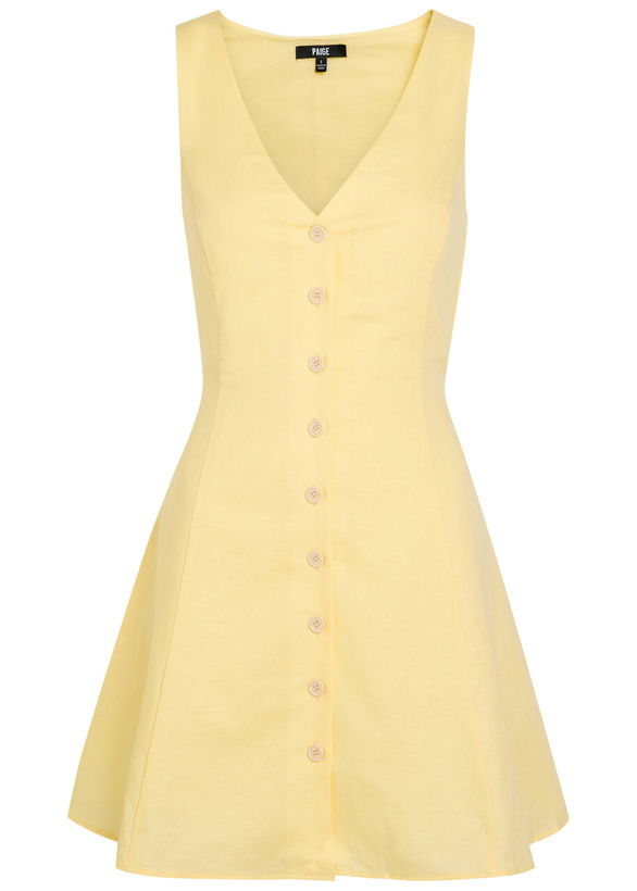 Photo: Paige Raye Linen and Cotton-blend Mini Dress Yellow