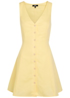 Paige Raye Linen and Cotton-blend Mini Dress Yellow